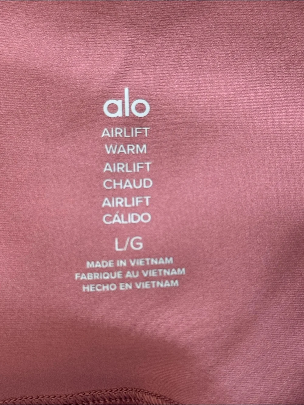 ALO Yoga Dusty Rose Airlift Warm Leggings Size Large - NWOT Never Worn